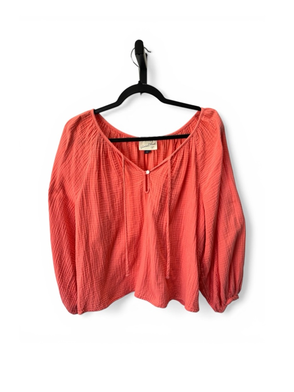 Universal Thread Gauze Coral Boho Top Size L EUC Prairie | Festival | Summer